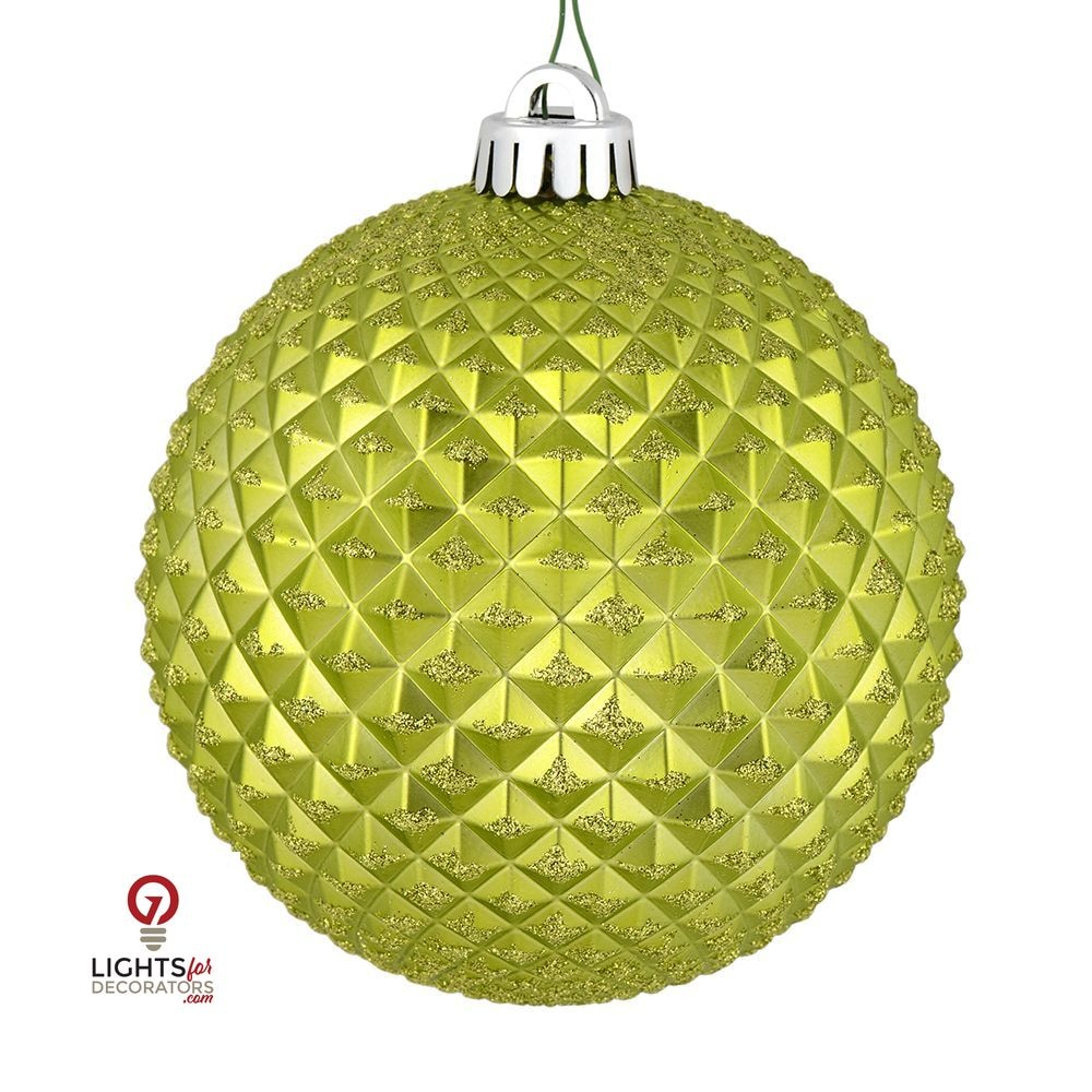 4" Durian Glitter Ball Ornament - Lime - Set of 6 Lime — view 1