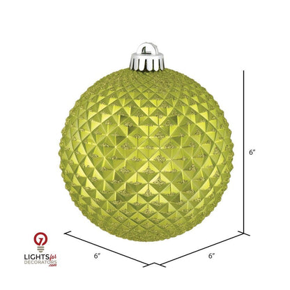 4" Durian Glitter Ball Ornament - Lime - Set of 6 Lime — view 2