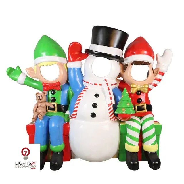 66 Inch Snowman and Friends Photo Op Resin Display