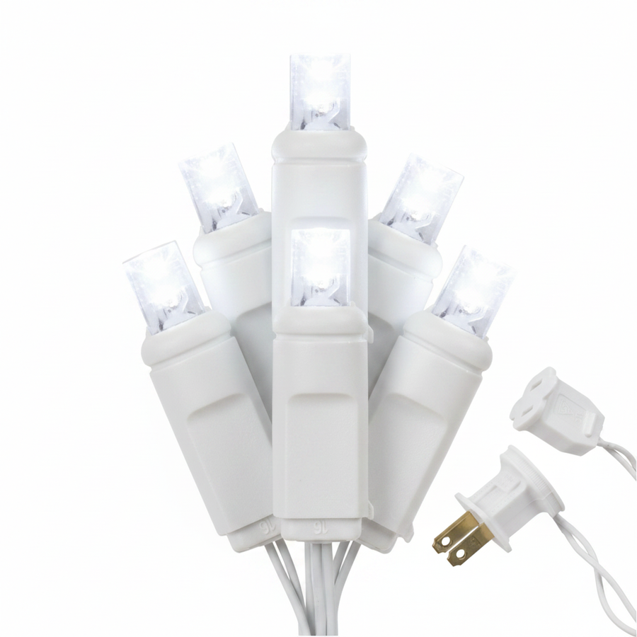 Pure White 5MM LED Light Set - 70 Lights - 4" Spacing - White Wire Pure White- 70 Ct - 4"- White