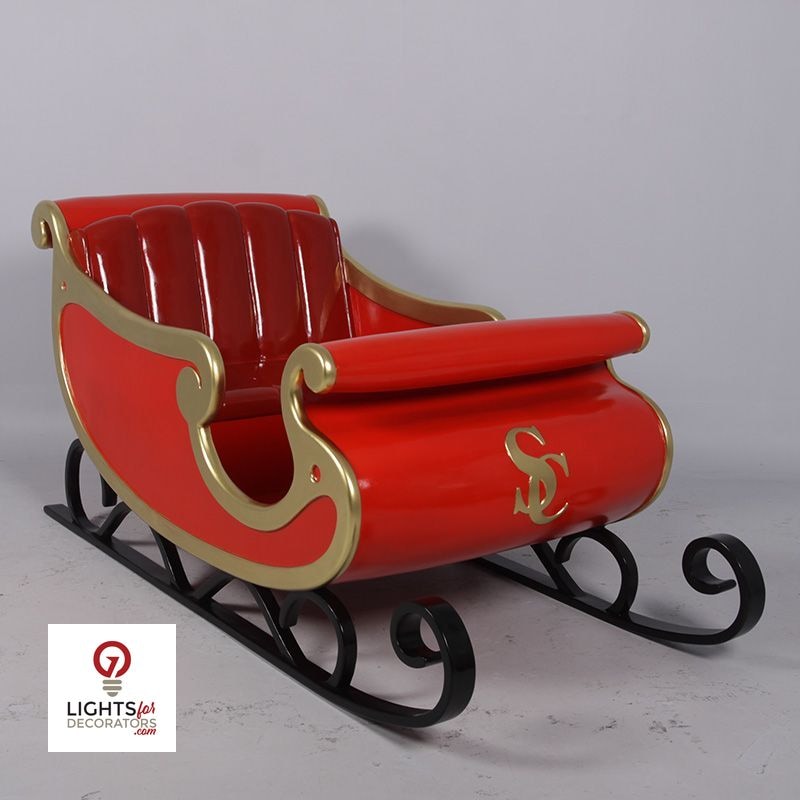 40" Red Santa's Sleigh Resin Display — view 1