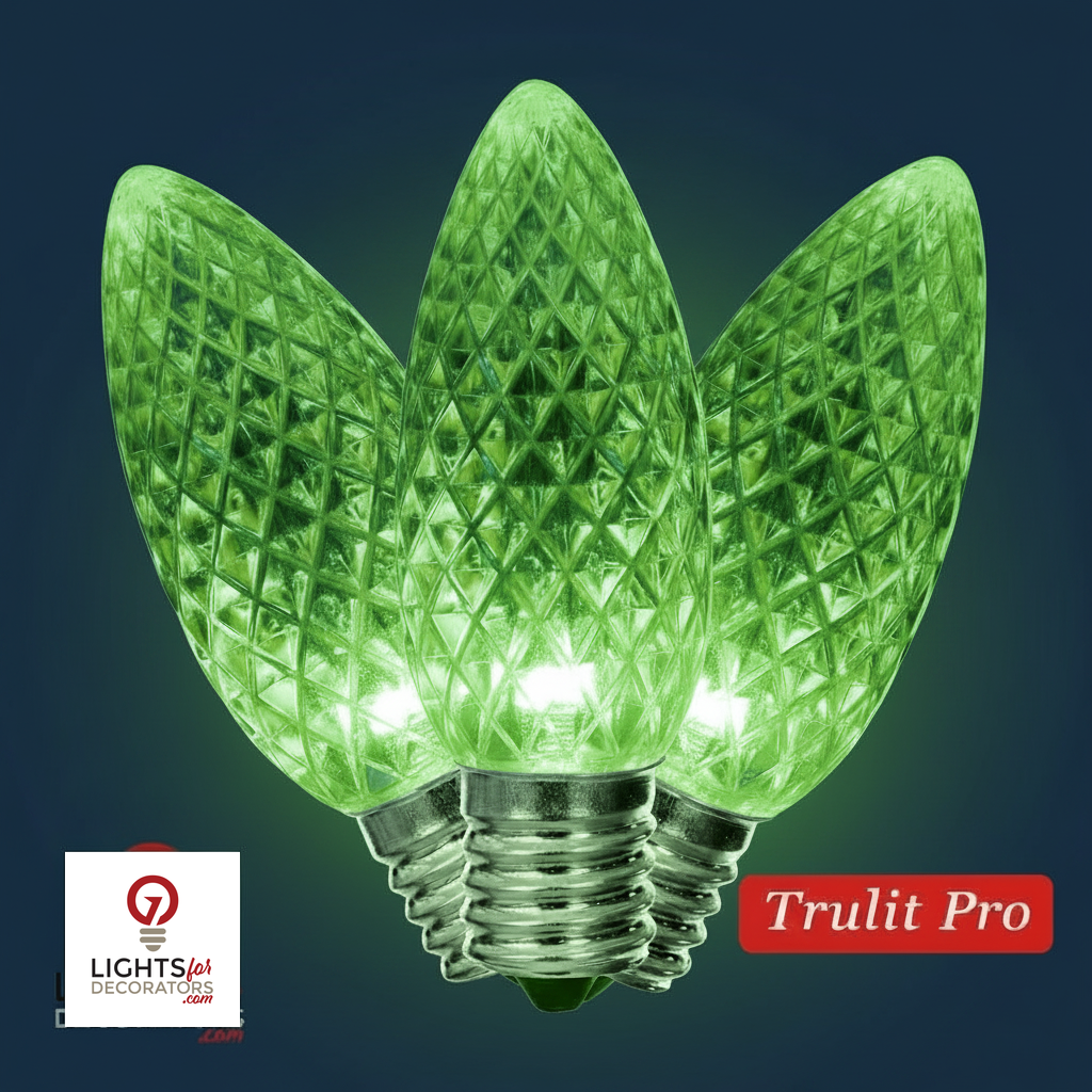 Green LED C9 - TruLit Pro Faceted Bulb - Steady Green — view 1