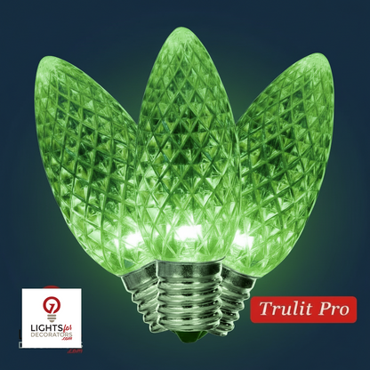 Green LED C9 - TruLit Pro Faceted Bulb - Steady Green — view 1