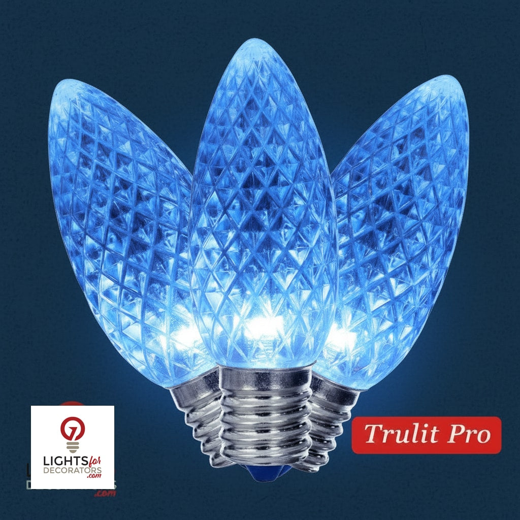 Pink LED C9 - TruLit Pro Faceted Bulb - Steady Pink — view 1