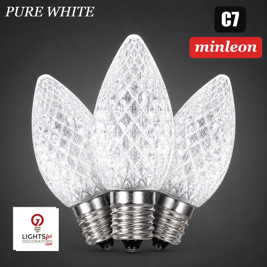 Pure White LED C7 - Minleon Faceted Bulb - Steady Pure White- Minleon