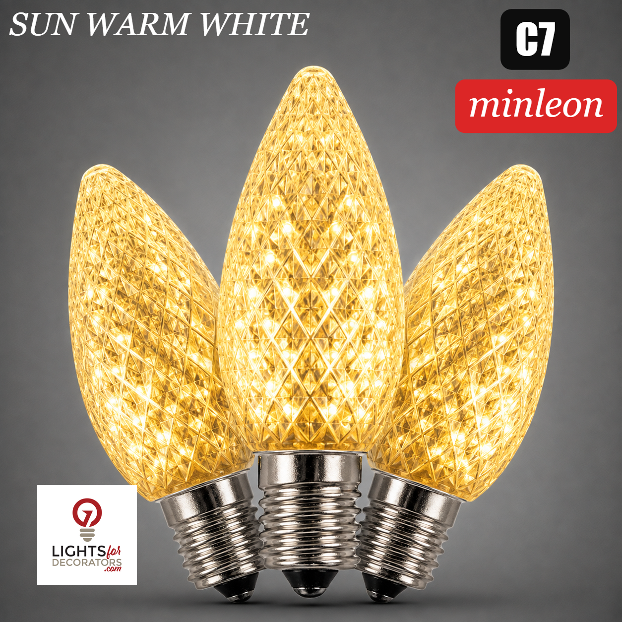 Sun Warm White LED C7 - Minleon Faceted Bulb - Steady Sun Warm White- Minleon — view 1