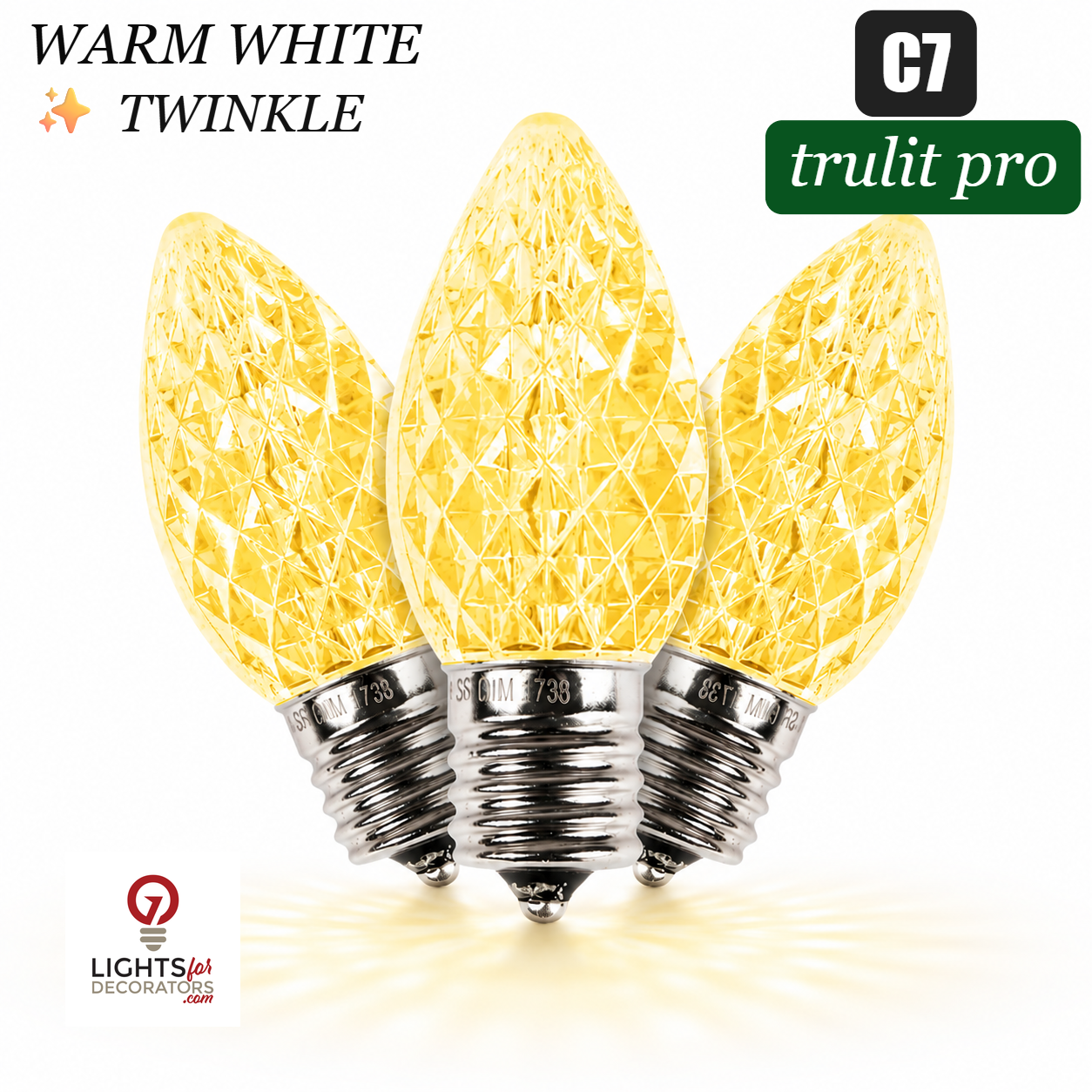 Warm White LED C7 - TruLit Pro Faceted LED Bulb - Twinkle Warm White — view 1