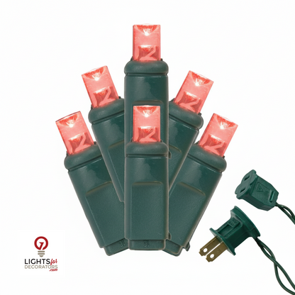 Red 5MM LED Light Set - 50 Lights - 4-6" Spacing - Green Wire Red - 50 Ct - 4-6"- Green — view 1