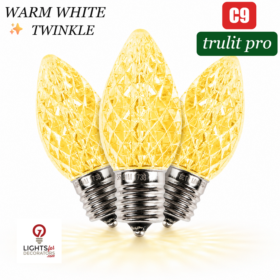 Warm White LED C9 - TruLit Pro Faceted Bulb - Twinkle Warm White