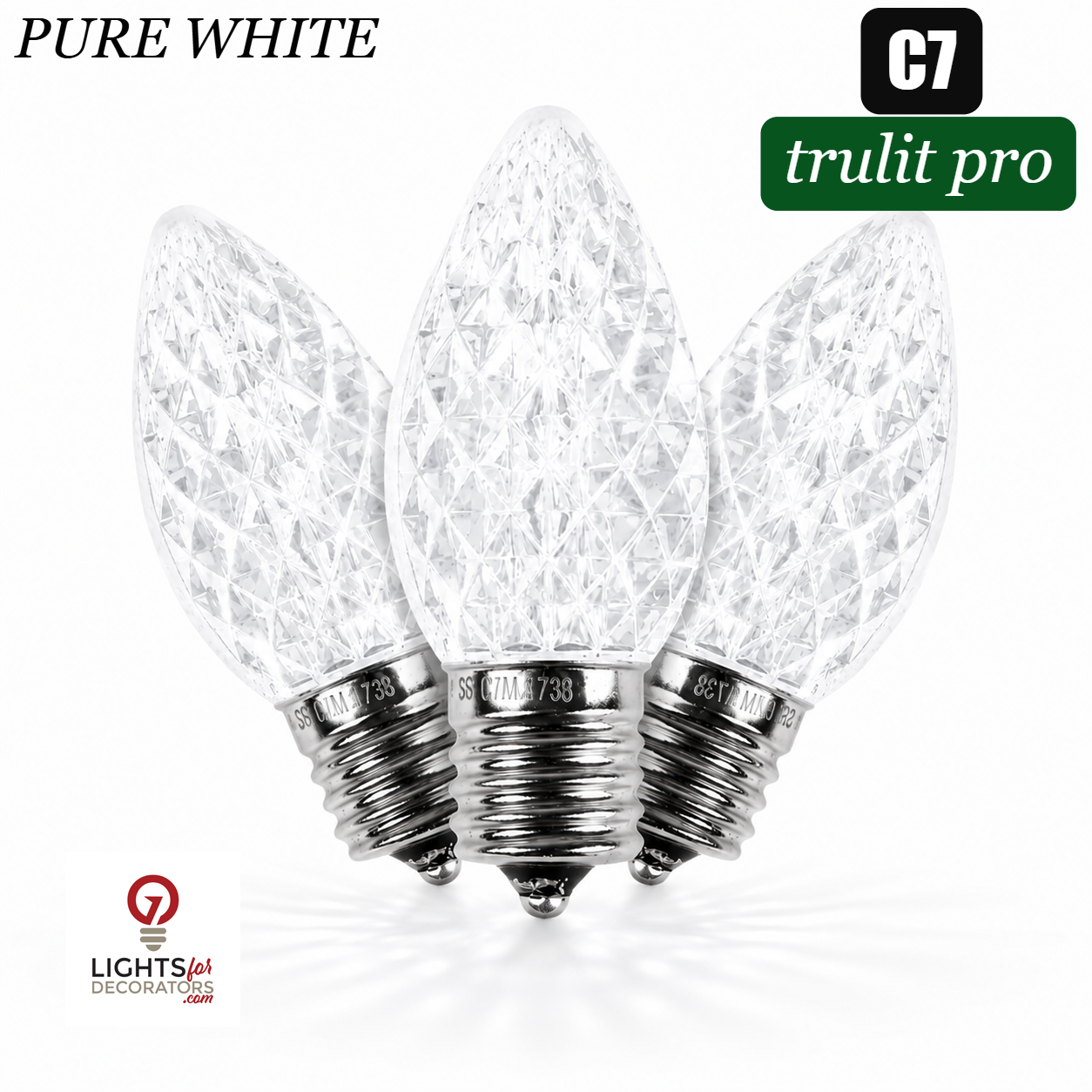Pure White LED C7 - TruLit Pro Faceted LED Bulb - Steady Pure White — view 1