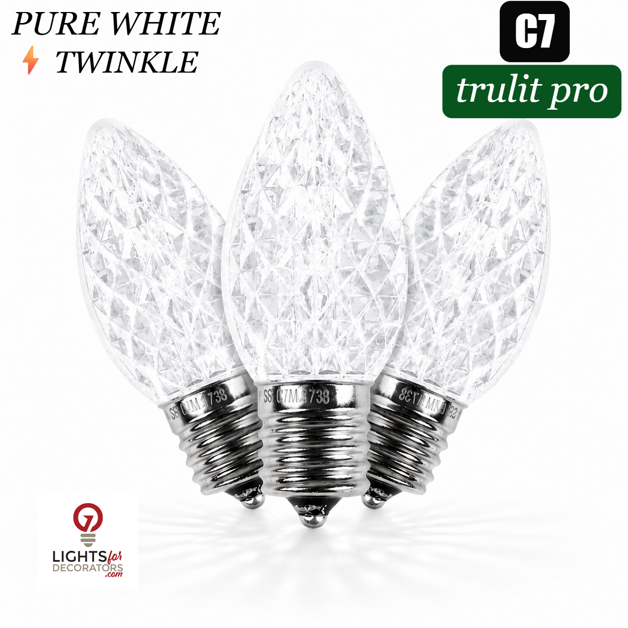 Pure White LED C7 - TruLit Pro Faceted LED Bulb - Twinkle Pure White — view 1