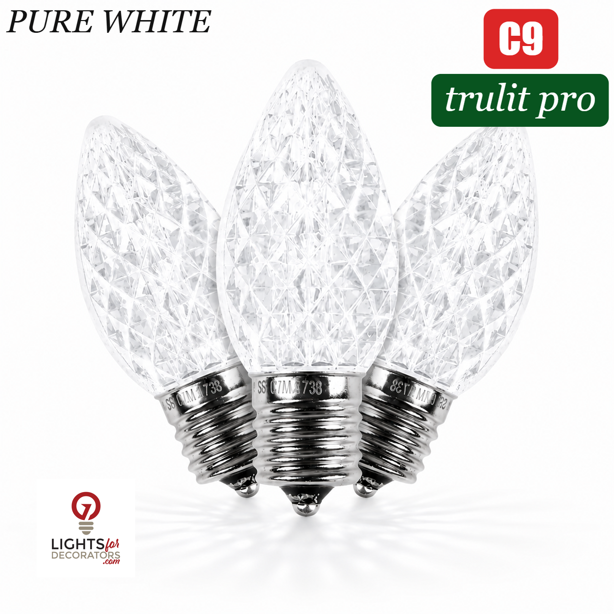 Pure White LED C9 - TruLit Pro Faceted Bulb - Steady Pure White — view 1