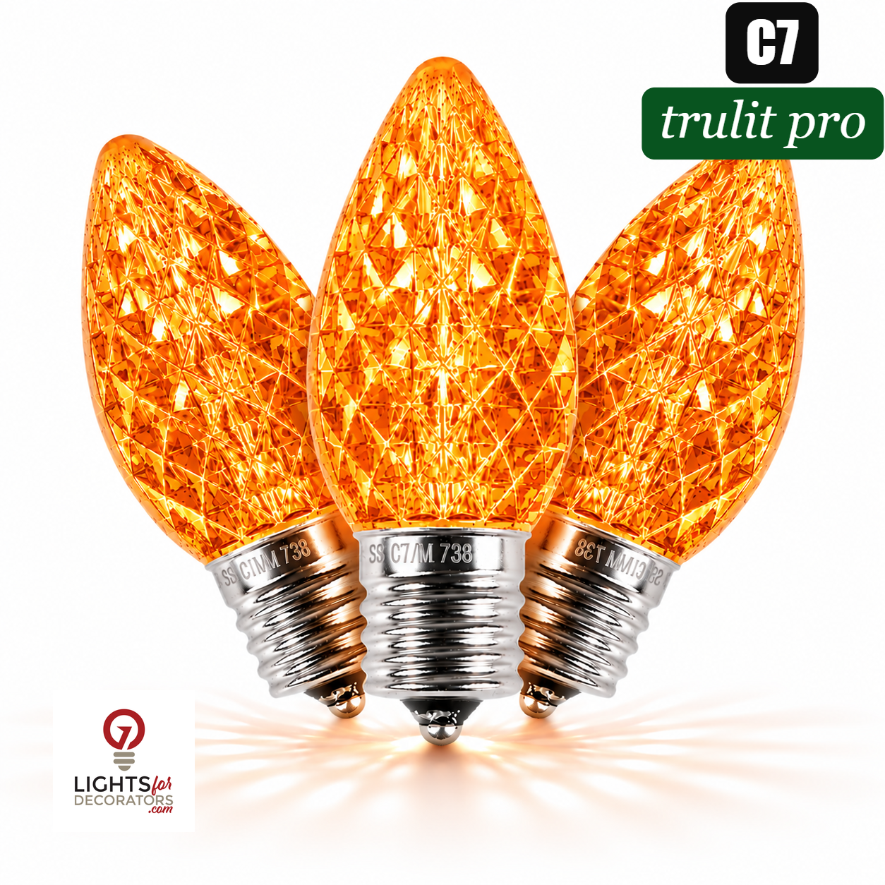 Orange LED C7 - TruLit Pro Faceted LED Bulb - Steady Orange — view 1