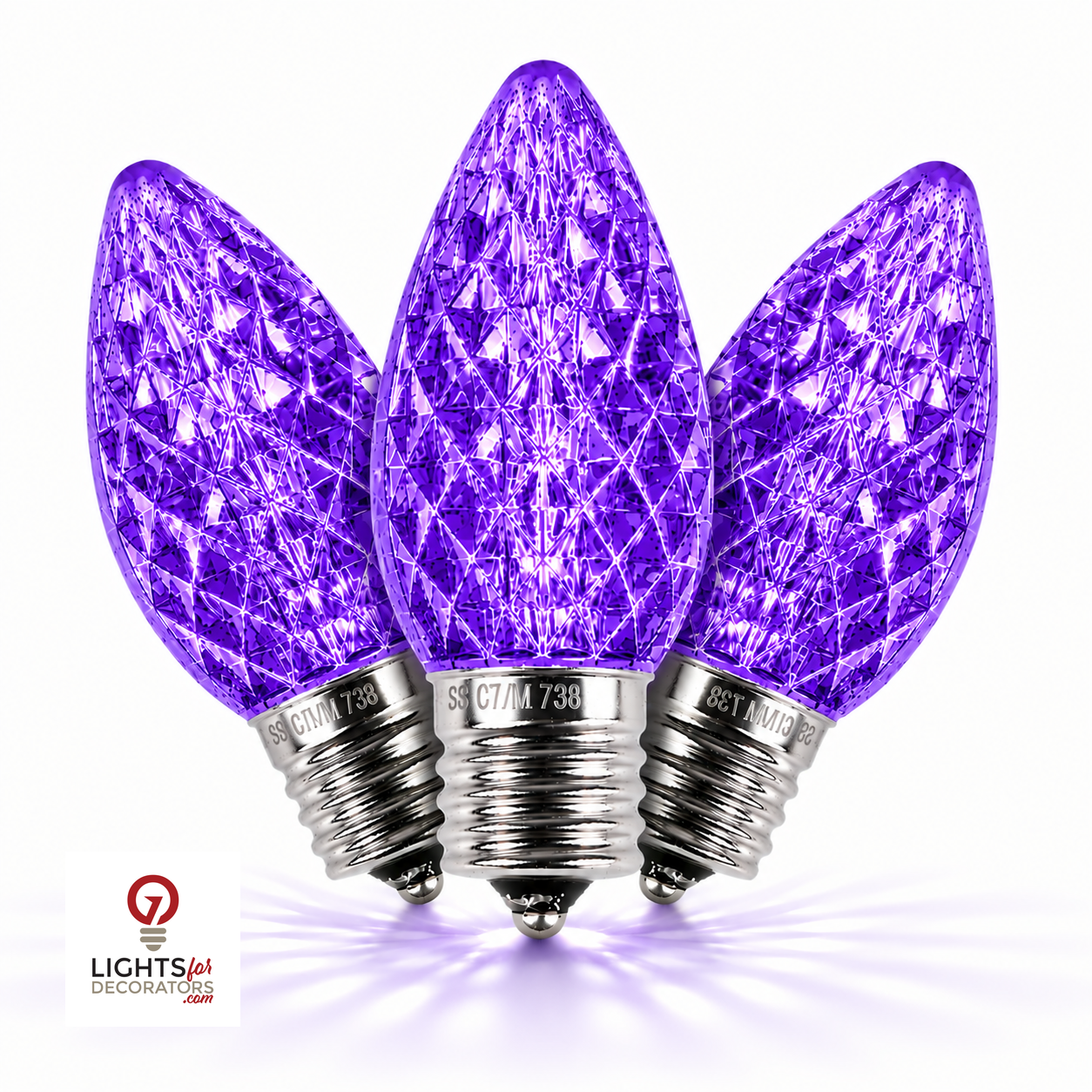 Purple LED C7 - TruLit Pro Faceted LED Bulb - Steady Purple — view 1