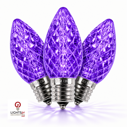 Purple LED C7 - TruLit Pro Faceted LED Bulb - Steady Purple — view 1