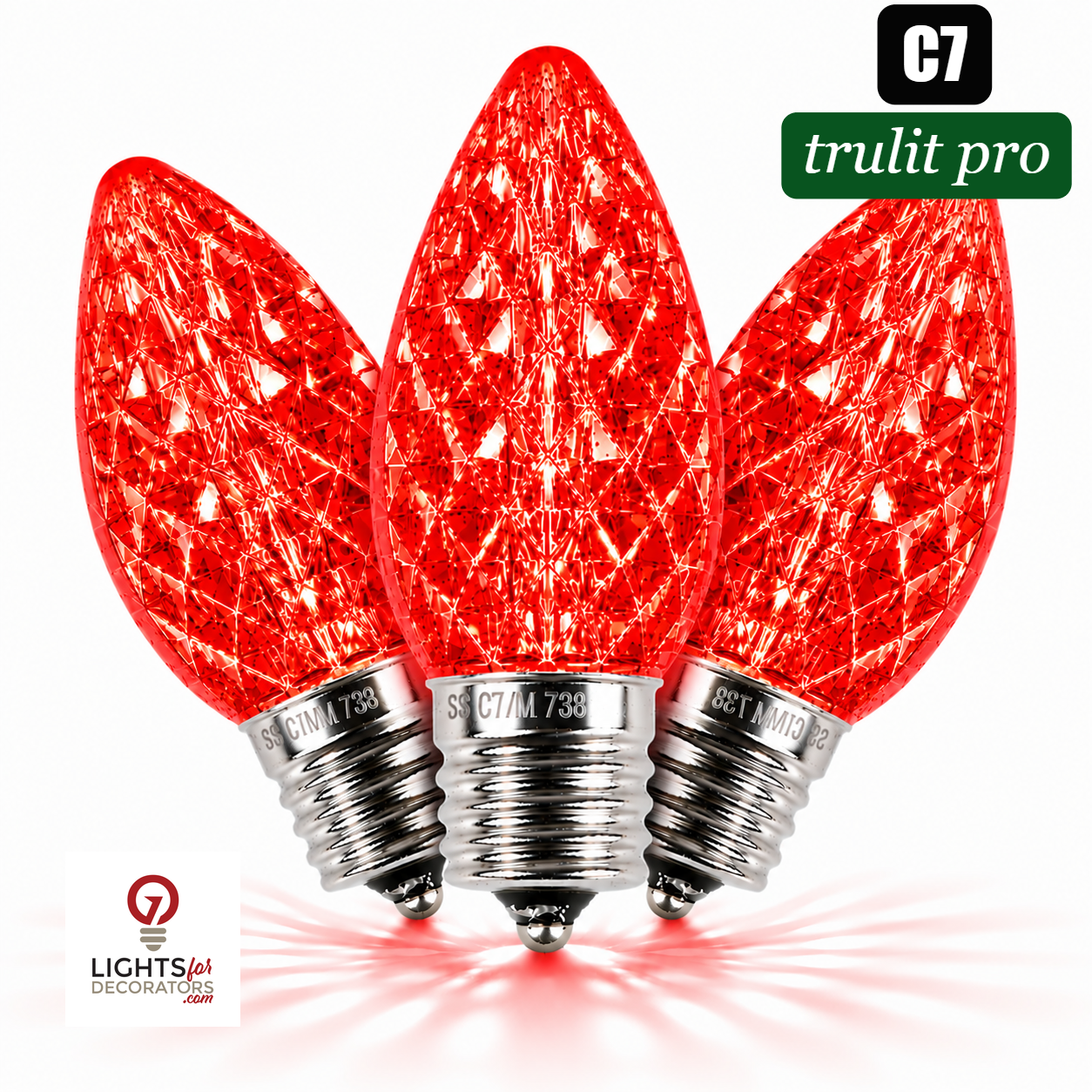 Red LED C7 - TruLit Pro Faceted LED Bulb - Steady Red — view 1