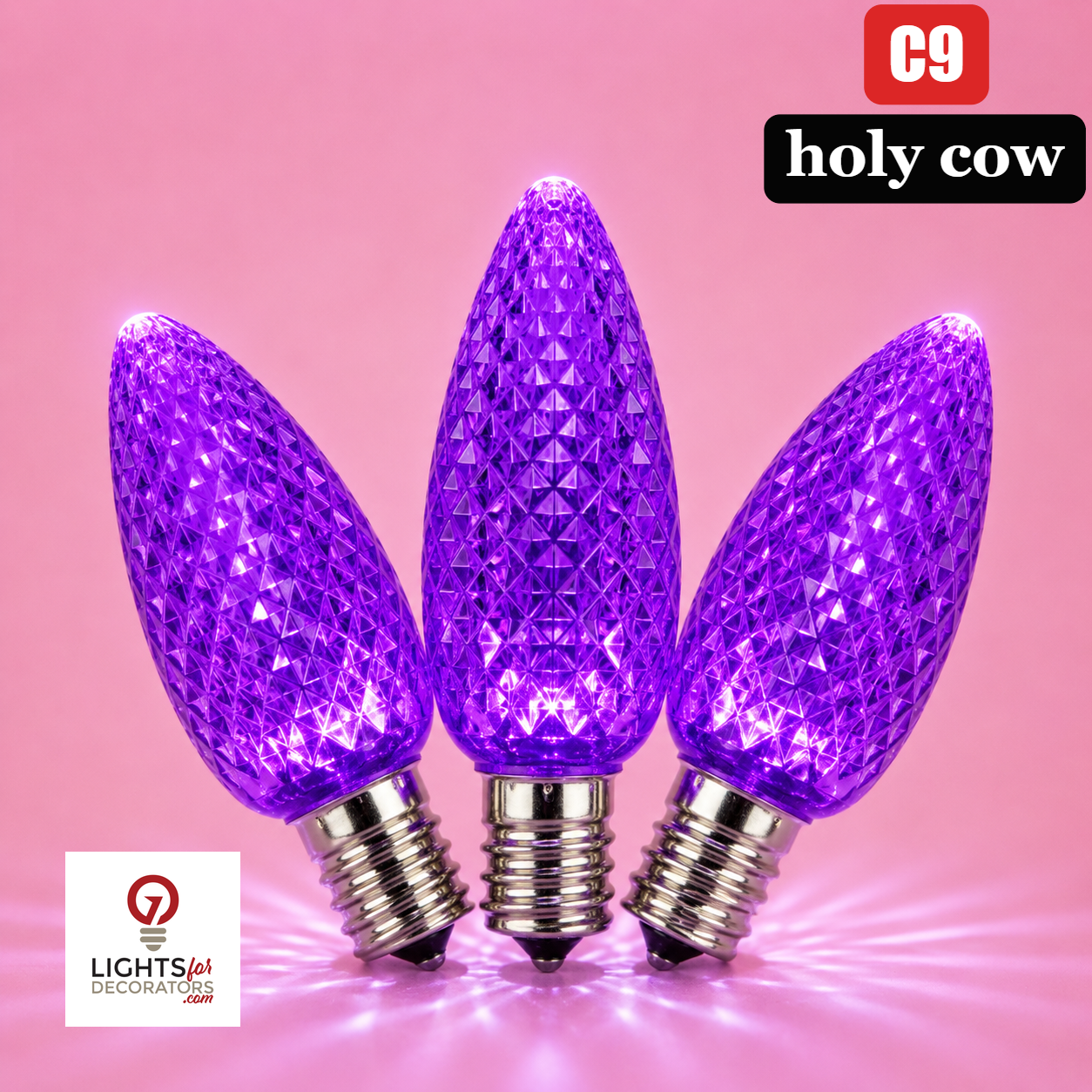 Purple LED C9 - Holy Cow Faceted Bulb - Steady Purple- Holy Cow — view 1
