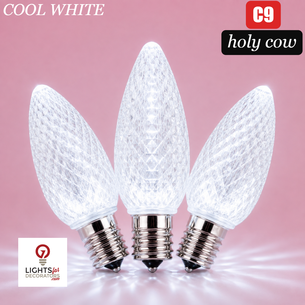 Cool White LED C9 - Holy Cow Faceted Bulb - Steady Cool White- Holy Cow — view 1