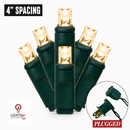 Warm White 5MM LED Light Set - 25 Lights - 4" Spacing - Green Wire Warm White- 25 Ct - 4"- Green — view 1