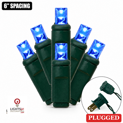 5MM 50L Light Set BALLED - 6" Green Cord - BLUE Blue- 50 Ct - 6"- Green — view 1