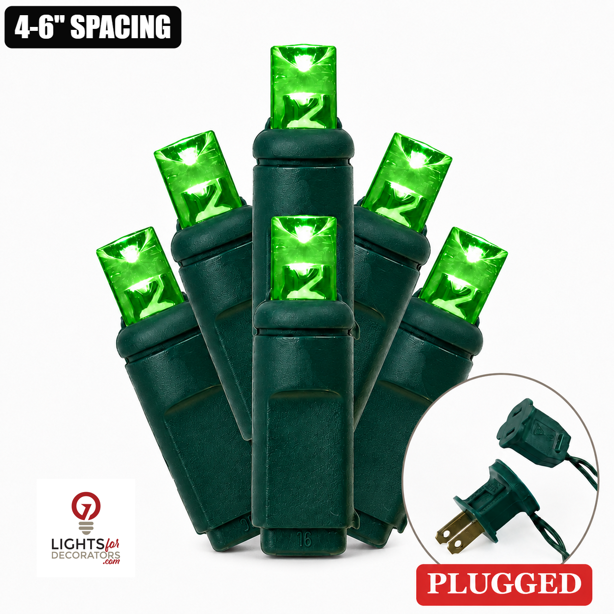 Green 5MM LED Light Set - 50 Lights - 4-6" Spacing - Green Wire Green - 50 Ct - 4-6"- Green — view 1