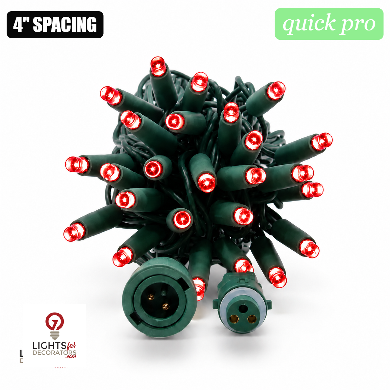 Red QuickPro 5MM LED Light Set - 70 Lights - 4" Spacing - Green Wire Red- 70 Ct - 4"- Green — view 1