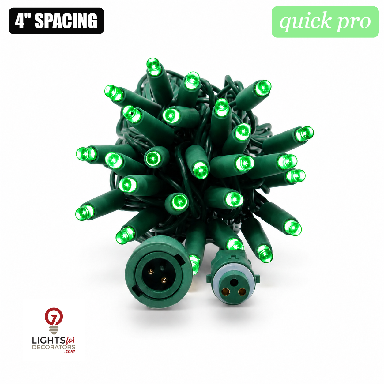 Green QuickPro 5MM LED Light Set - 70 Lights - 4" Spacing - Green Wire Green- 70 Ct - 4"- Green — view 1