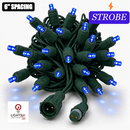 Blue TruLit Pro 5MM LED Light Set - 50 Lights - Strobe - 6" Spacing - Green Wire Blue- 50 Ct - 6"- Green — view 1