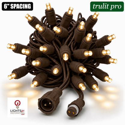 Warm White TruLit Pro 5MM LED Light Set - 50 Lights - 6" Spacing - Brown Wire Warm White- 50 Ct - 6"- Brown — view 1