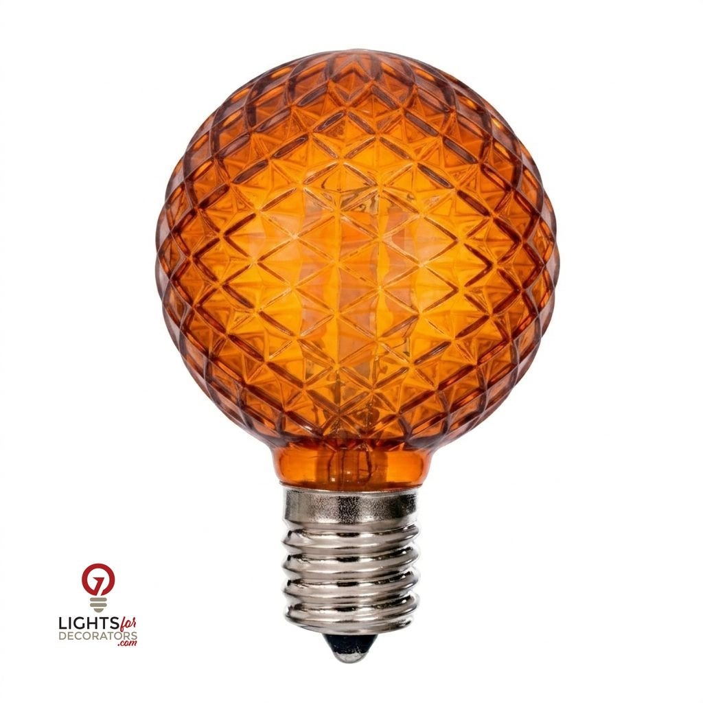 LED G50 Faceted Bulb - ORANGE Orange — view 1
