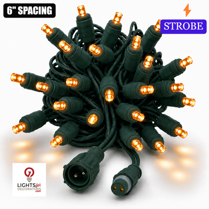Orange TruLit Pro 5MM LED Light Set - 50 Lights - Strobe - 6" Spacing - Green Wire Orange- 50 Ct - 6"- Green — view 1
