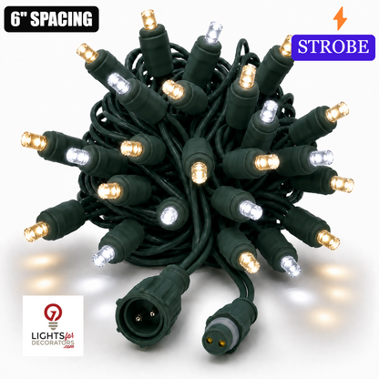 Champagne TruLit Pro 5MM LED Light Set - 50 Lights - Strobe - 6" Spacing - Green Wire Champagne (WW-PW)- 50 Ct - 6"- Green — view 1
