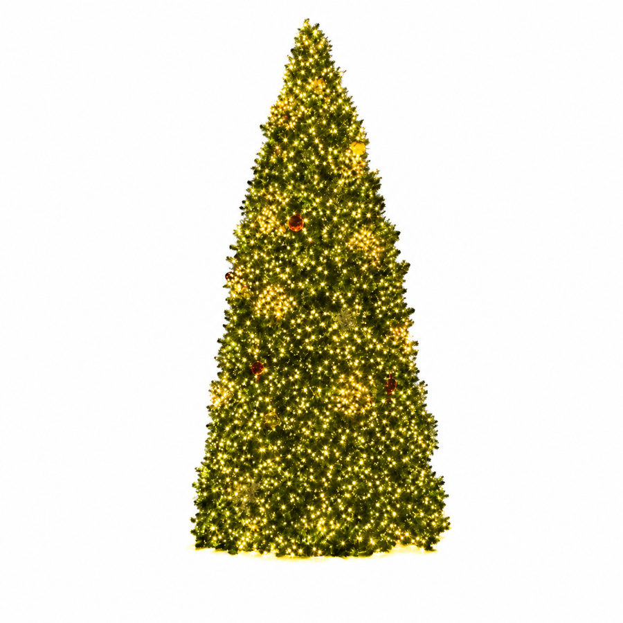 36' Overlit Tower Christmas Tree - Branched Style - 26,550 Warm White Lights 36' x 208"
