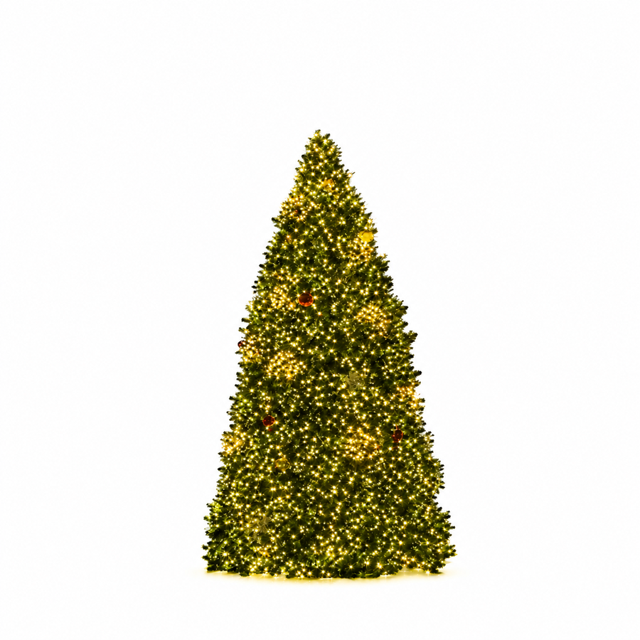 30' Overlit Tower Christmas Tree - Branched Style - 18,450 Warm White Lights