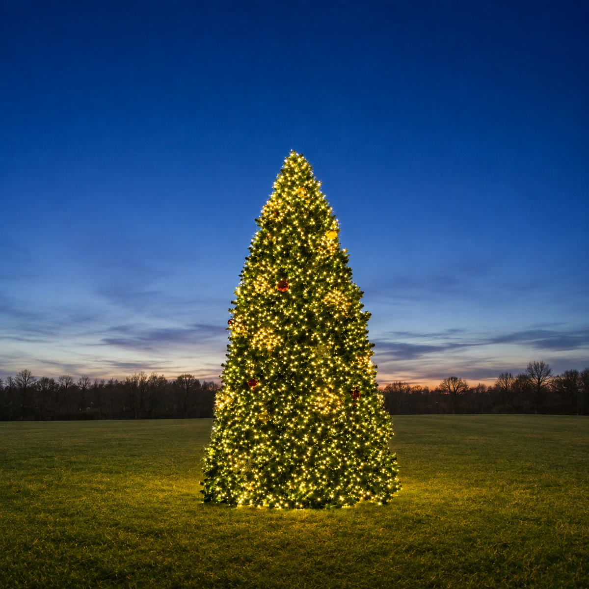 30' Overlit Tower Christmas Tree - Branched Style - 18,450 Warm White Lights — view 2