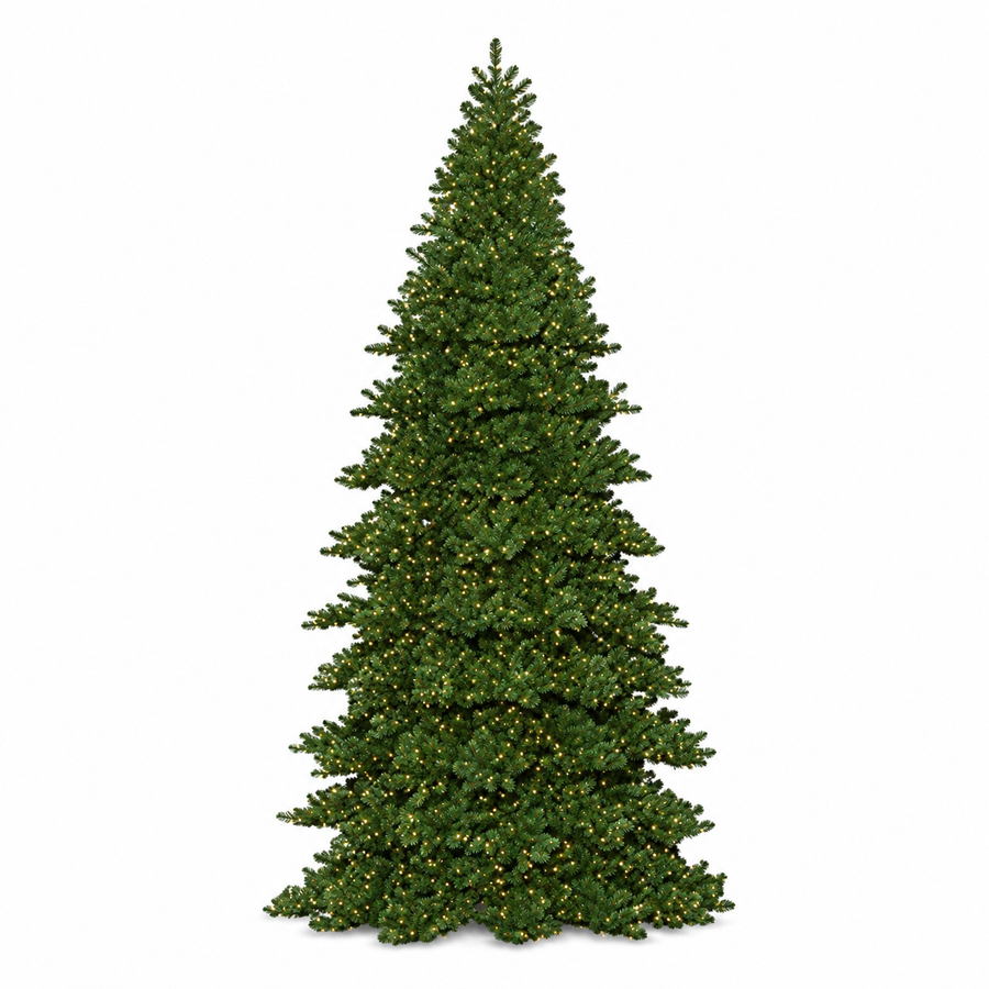 12' Overlit Tower Christmas Tree - Branched Style - 4500 Warm White Lights