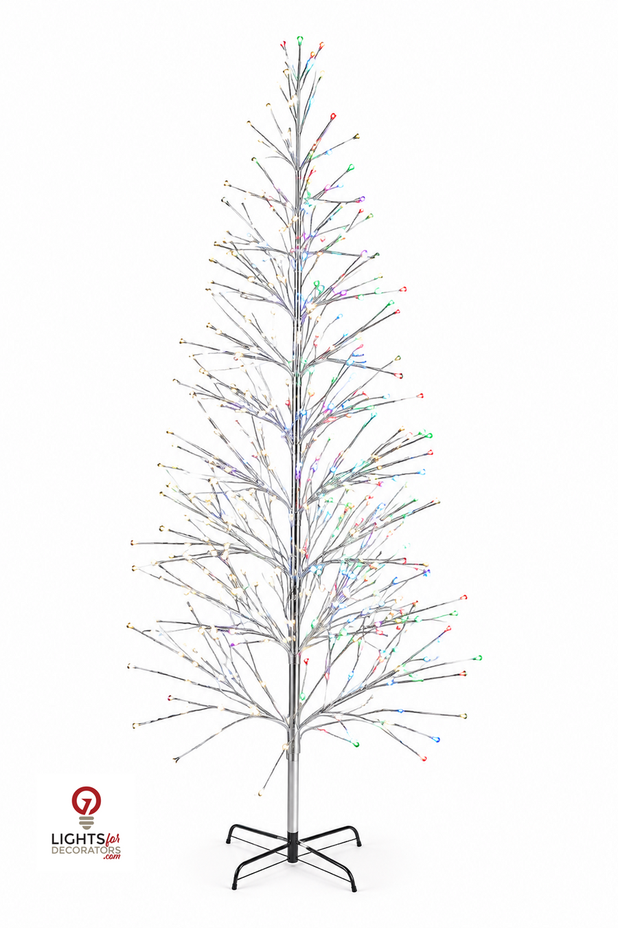 6.5' Lighted Twig Tree - Warm White/Multicolor Morphing - Silver 6.5'- WW/MU Morphing- Silver