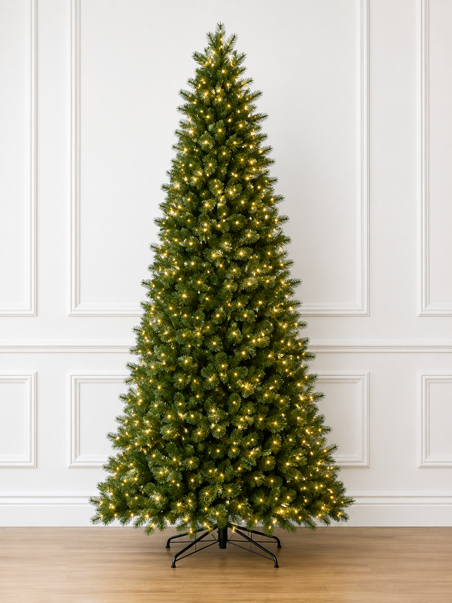 7.5' x 48" Brighton Pine Christmas Tree - 900 Warm White LED Lights 7.5' x 48"