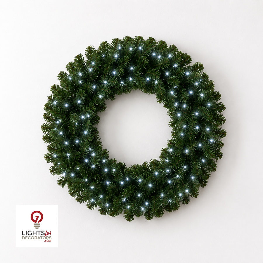 48" Warm White Deluxe Oregon Wreath 48"- Warm White