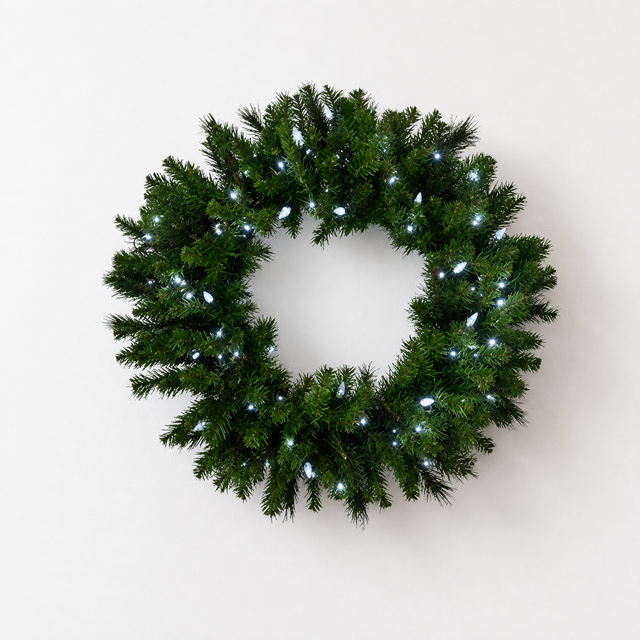 48" Prelit Warm White Mixed Pine Wreath