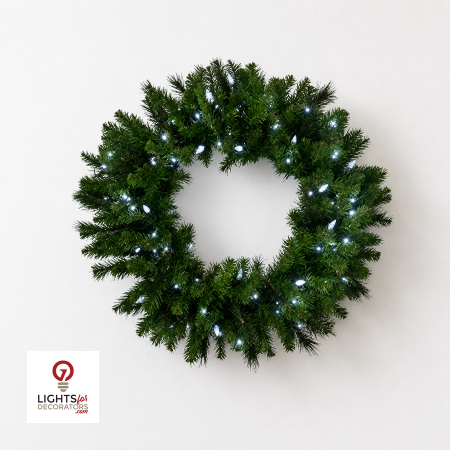 48" Prelit Warm White Mixed Pine Wreath