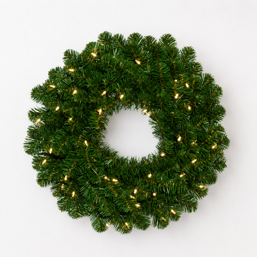 30" Warm White Battery Operated Oregon Fir Wreath 30"- Warm White
