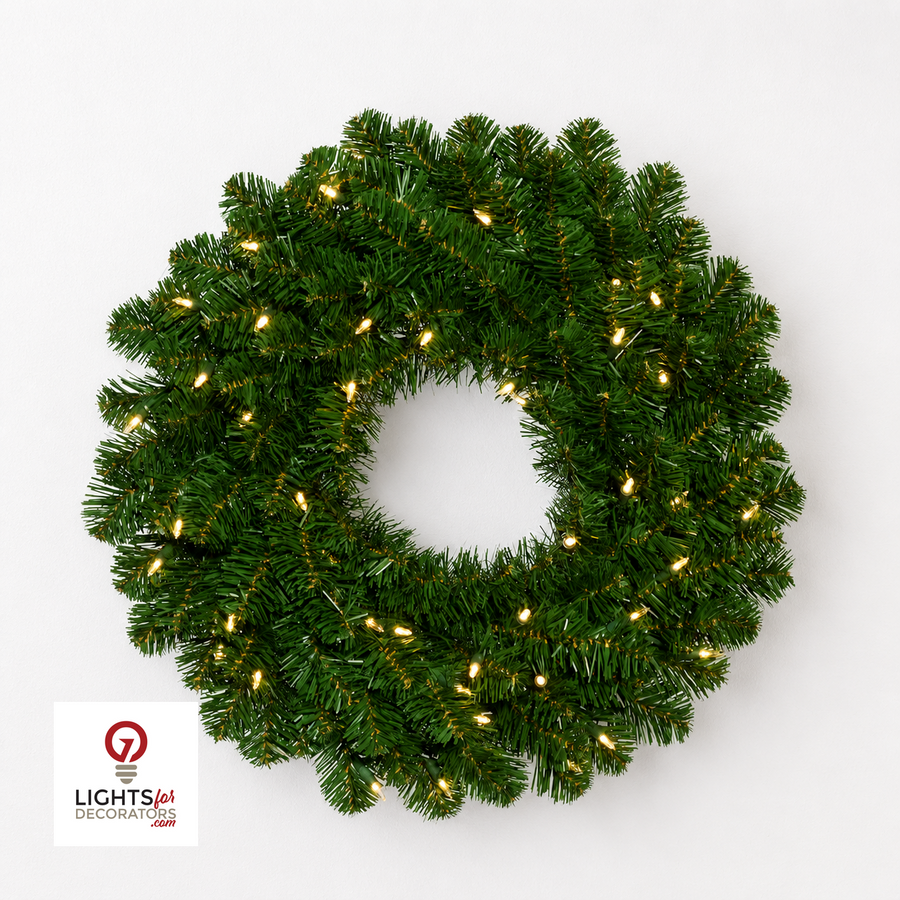 24" Warm White Battery Operated Oregon Fir Wreath 24"- Warm White
