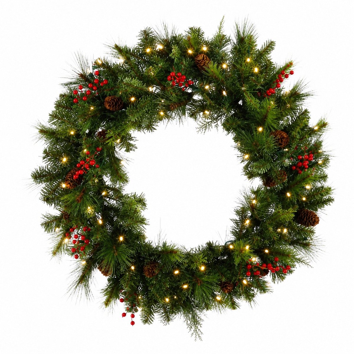 30" Prelit Warm White Battery Operated Noel Wreath — view 1