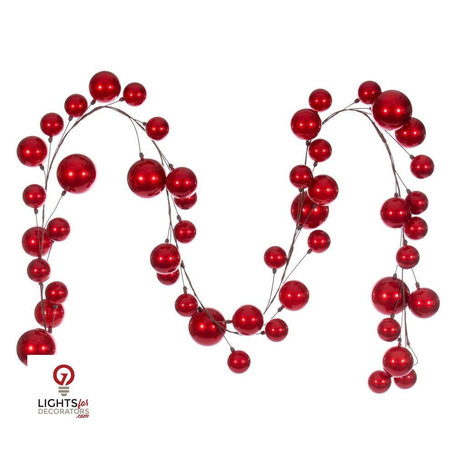 10' Ball Branch Garland - Red Red