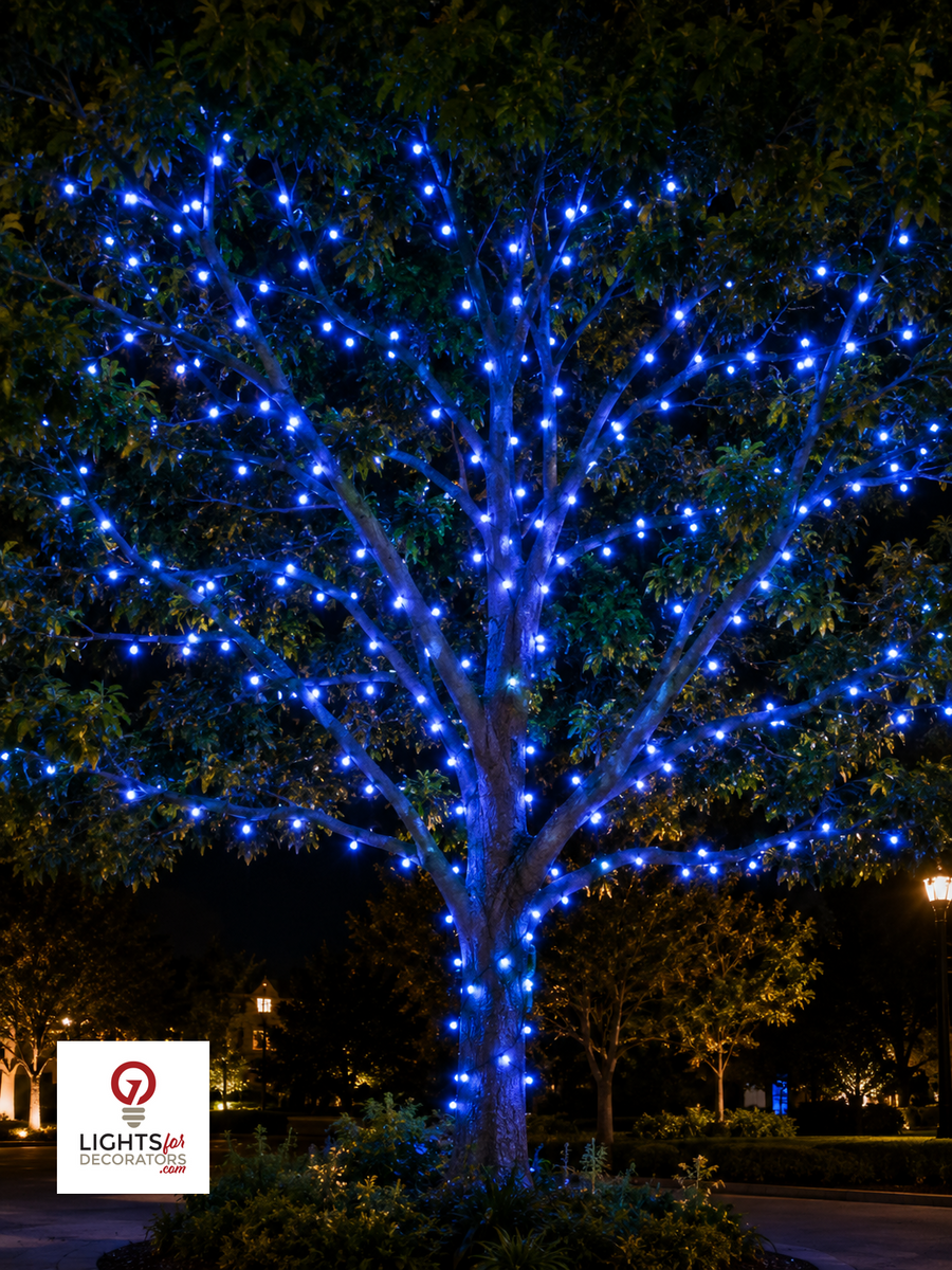 Blue 3MM Cluster LED Light Set - 500 Lights - 12.3' - Green Wire