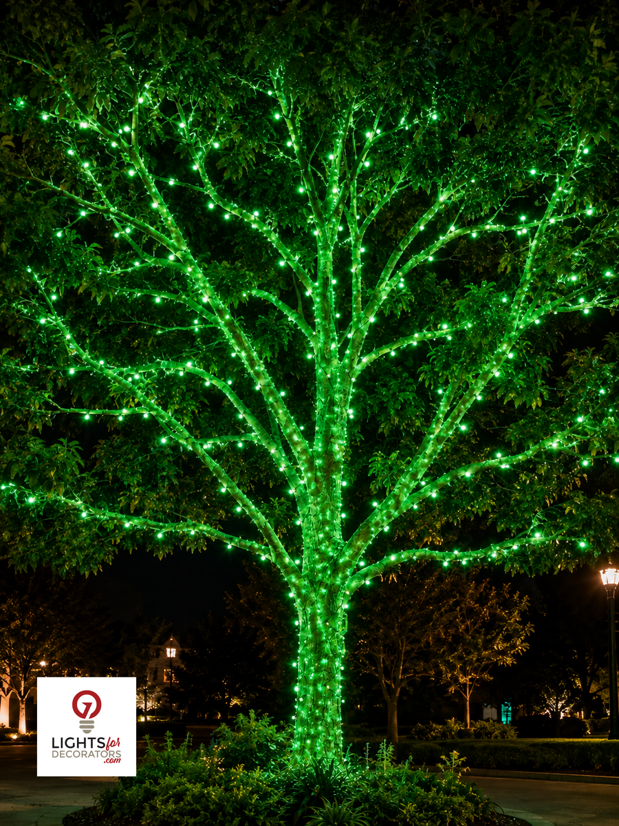 Green 5MM Cluster LED Light Set - 500 Lights - 12.3' - Green Wire
