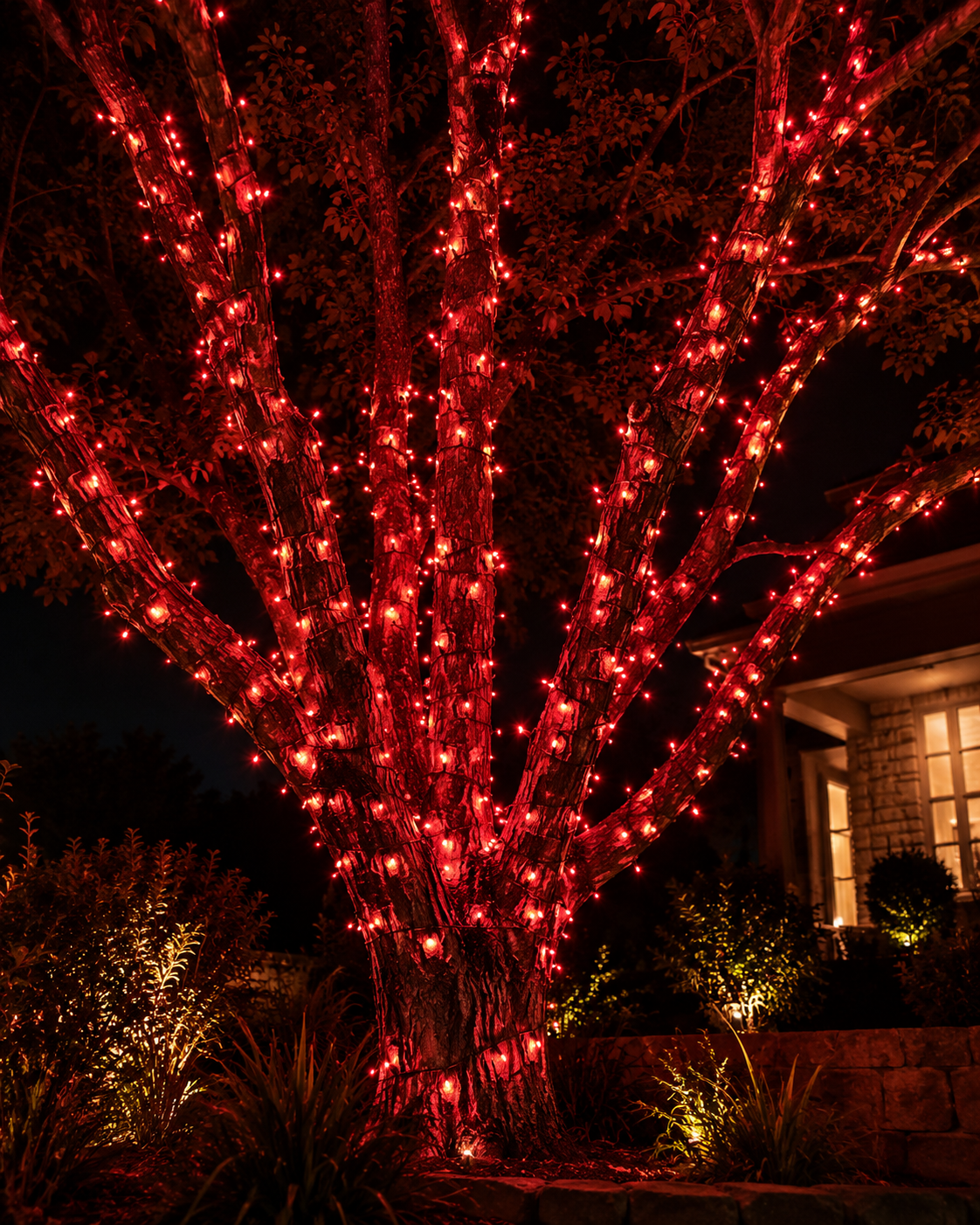 Red 5MM Cluster LED Light Set - 500 Lights - 12.3' - Green Wire — view 2