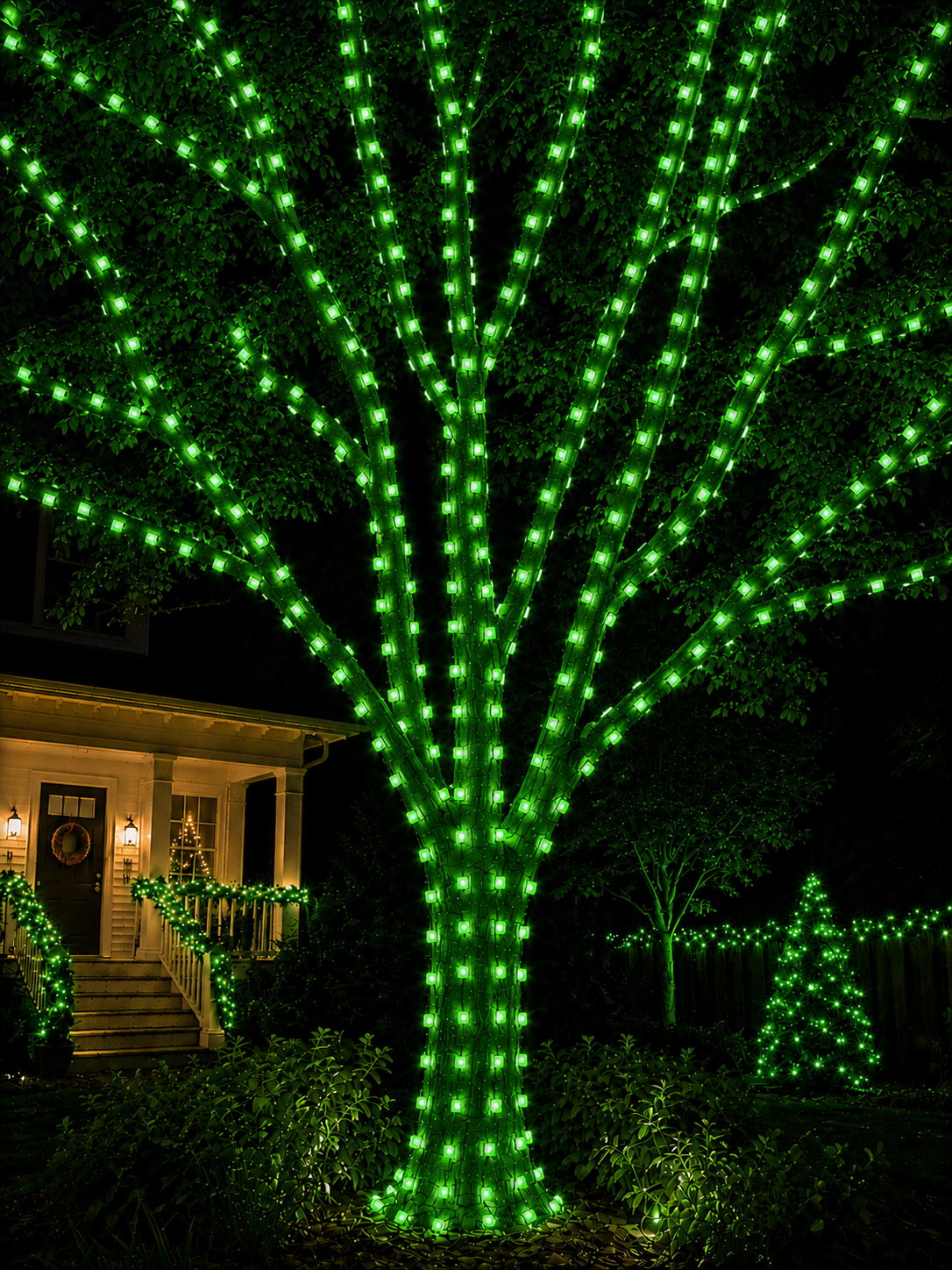 Green 5MM LED Light Set - 25 Lights - 4" Spacing - Green Wire — view 2
