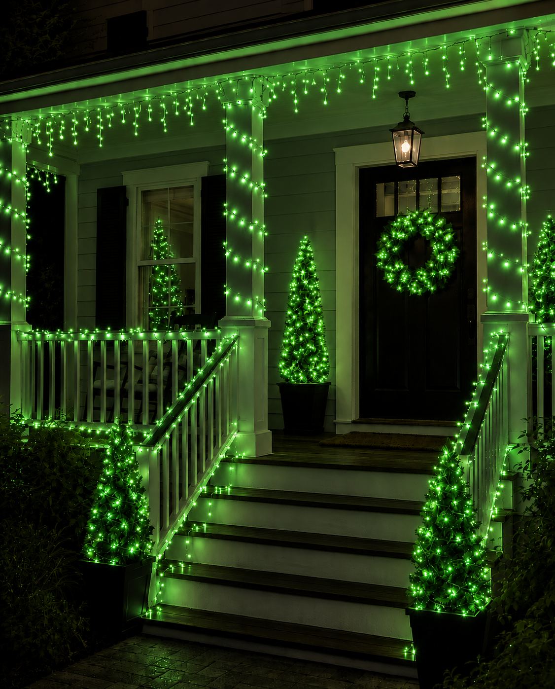 Green 5MM LED Light Set - 25 Lights - 4" Spacing - Green Wire — view 3